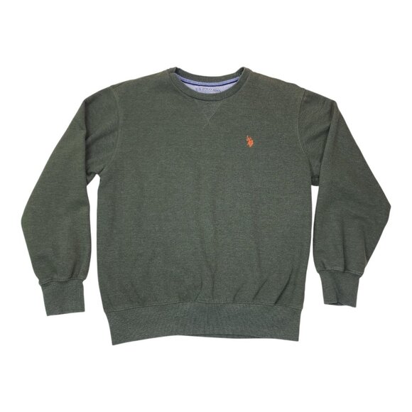 U.S. Polo Assn Olive Green Crewneck Sweatshirt M Cotton/Polyester Mens - Picture 1 of 13
